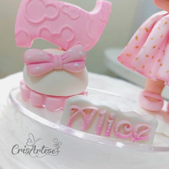 Vela Minnie Rosa em Biscuit
