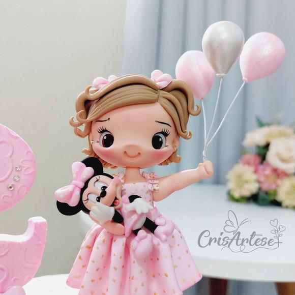 Vela Minnie Rosa em Biscuit