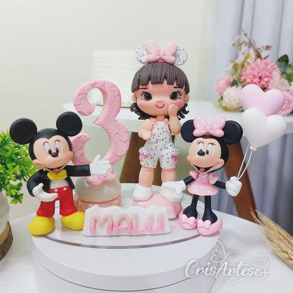 Vela Minnie Rosa em Biscuit