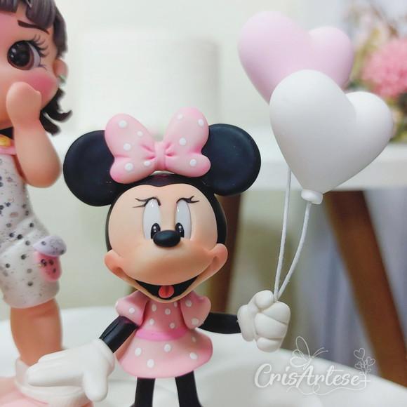 Vela Minnie Rosa em Biscuit