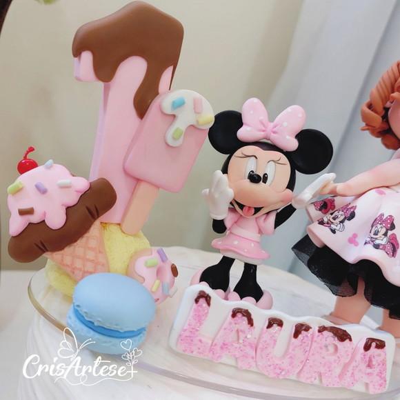 Vela Minnie Rosa em Biscuit