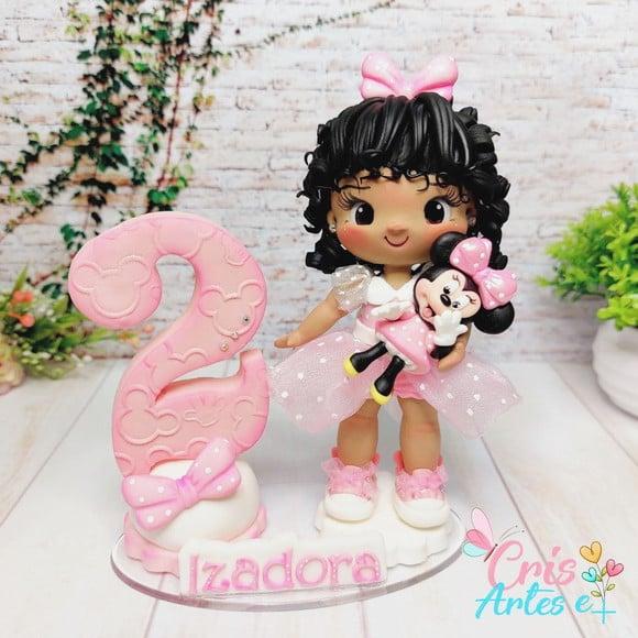 Vela Minnie Rosa em Biscuit