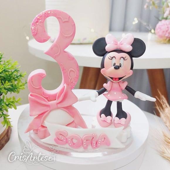 Vela Minnie Rosa em Biscuit