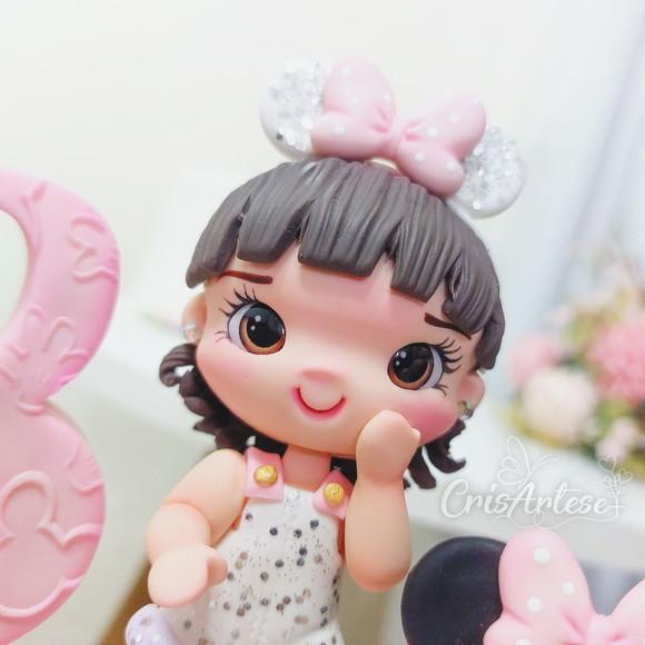 Vela Minnie Rosa em Biscuit