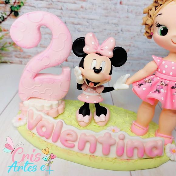 Vela Minnie Rosa em Biscuit