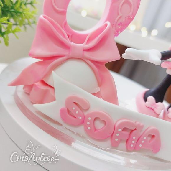 Vela Minnie Rosa em Biscuit