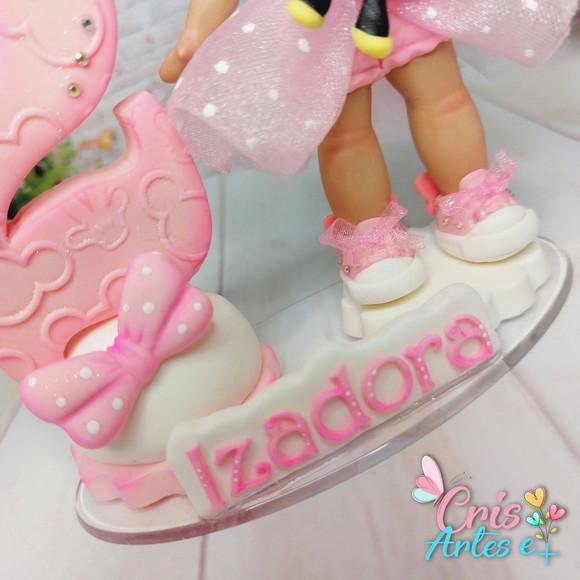 Vela Minnie Rosa em Biscuit