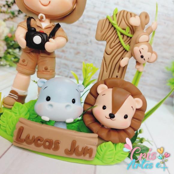 Vela Safari Biscuit Topo de Bolo Topinho