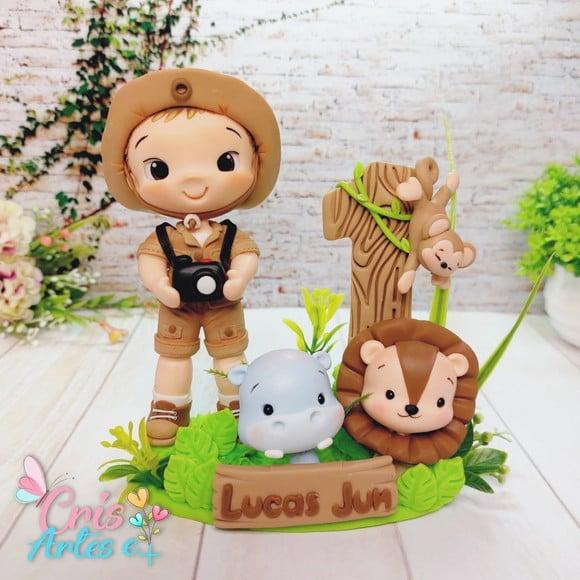 Vela Safari Biscuit Topo de Bolo Topinho