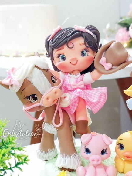 Vela Topo de Bolo Biscuit Fazendinha