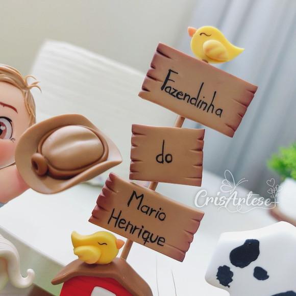 Vela Topo de Bolo Biscuit Fazendinha