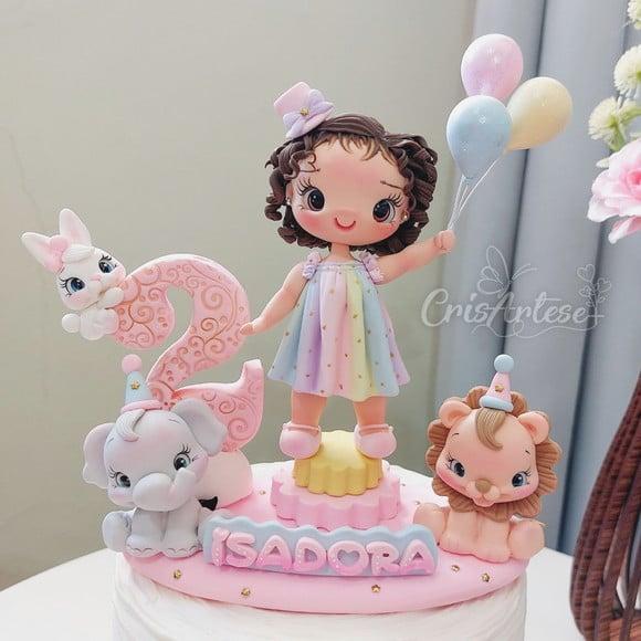 Vela Topo de Bolo Circo Rosa Menina Biscuit