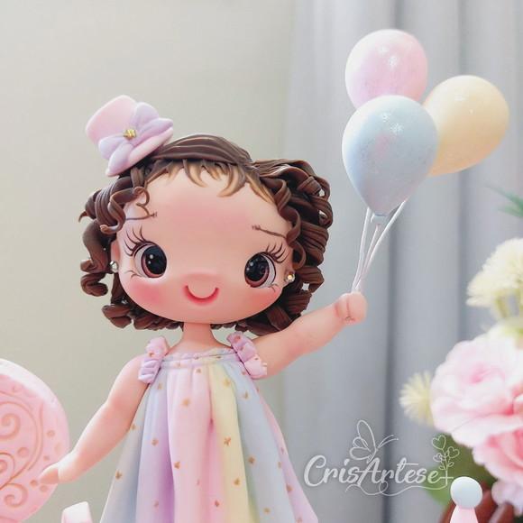 Vela Topo de Bolo Circo Rosa Menina Biscuit
