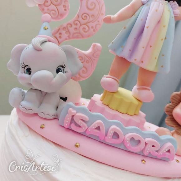 Vela Topo de Bolo Circo Rosa Menina Biscuit