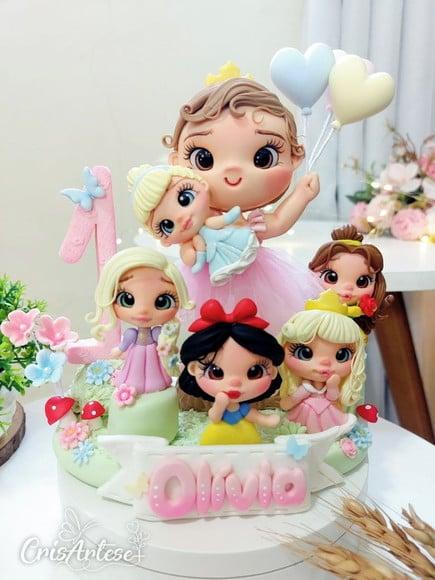 Vela Topo de Bolo em Biscuit Princesa