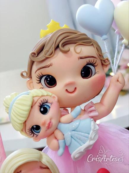Vela Topo de Bolo em Biscuit Princesa