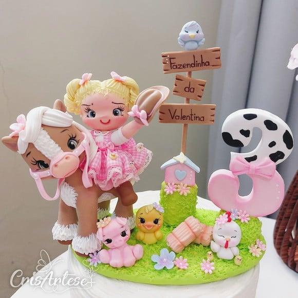 Vela Topo de Bolo Fazendinha Menina