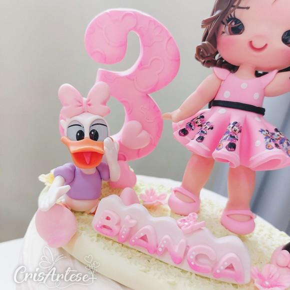 Vela Topo de Bolo Minnie Rosa em Biscuit