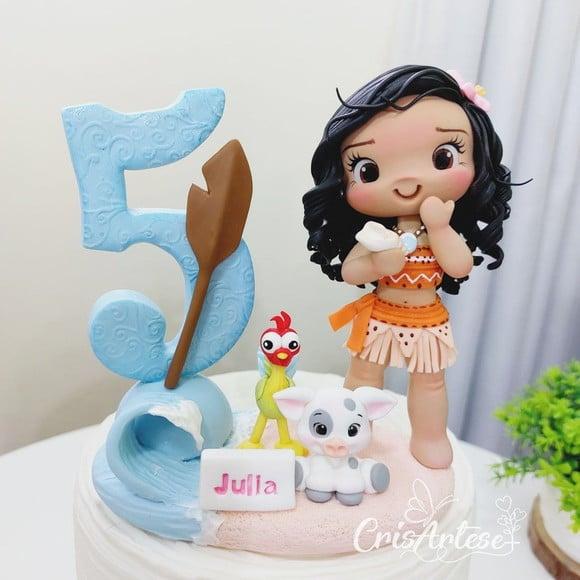 Vela Topo de Bolo Personalizado Moana