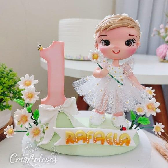 Vela Topo de Bolo Personalizada Jardim das Margaridas
