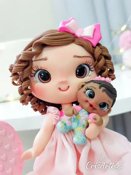 Topo de Bolo com Vela Metoo Doll