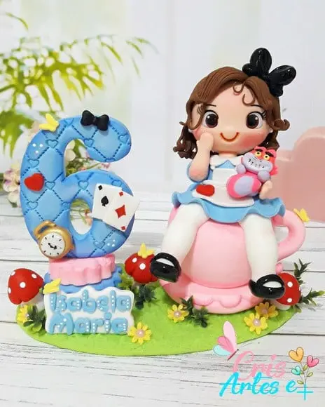 Topo de Bolo Alice no País das Maravilhas