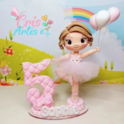 Topo de Bolo Bailarina em Biscuit