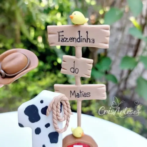 Topo de Bolo Biscuit Fazendinha