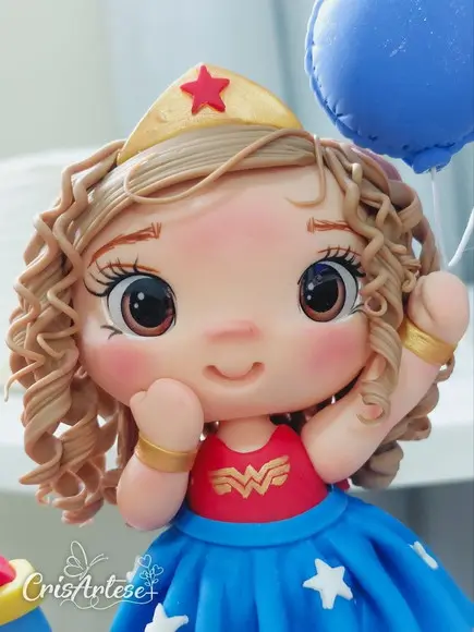 Topo de Bolo Biscuit Mulher Maravilha