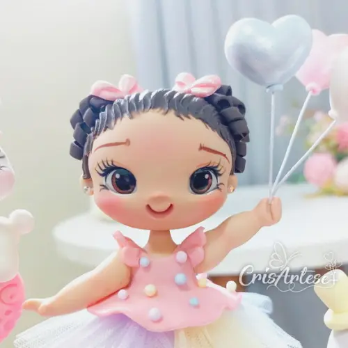 Topo de Bolo Circo Rosa Biscuit