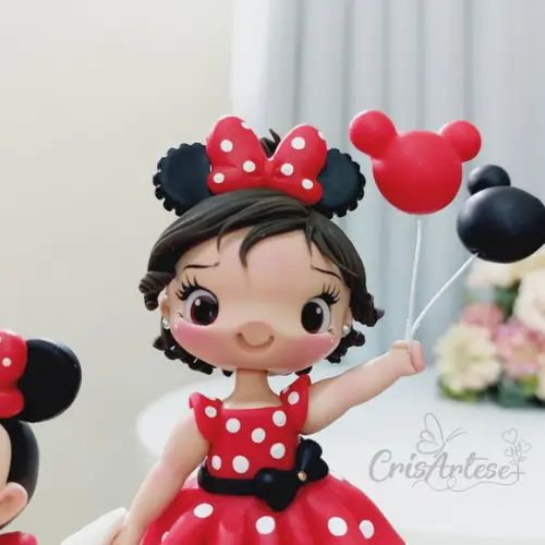 Topo de Bolo com Vela Minnie Vermelha