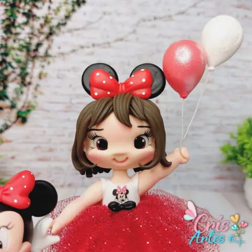 Topo de Bolo com Vela Minnie Vermelha