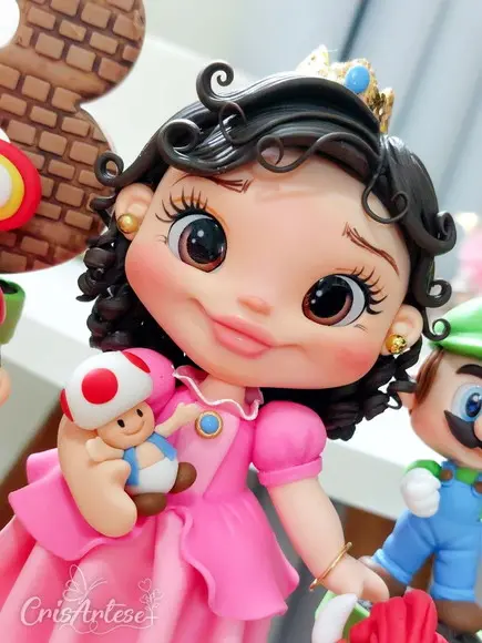 Topo de Bolo com Vela Super Mario