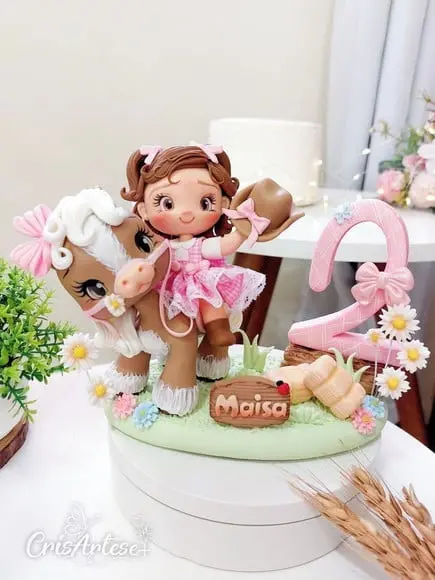 Topo de Bolo Fazendinha Menina