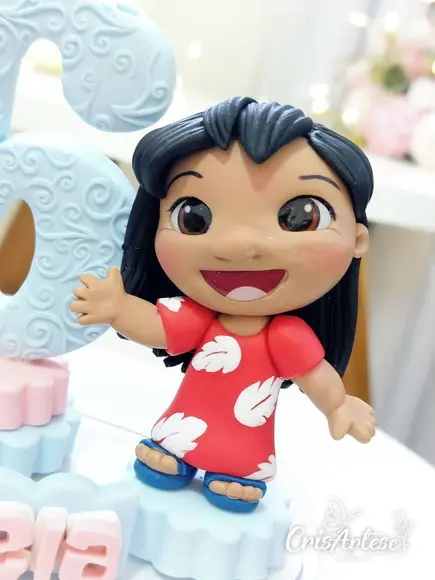 Topo de Bolo Lilo e Stitch em Biscuit