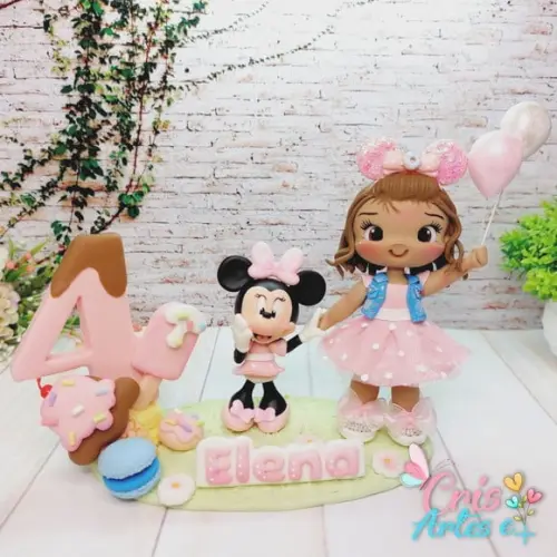 Topo de Bolo Minnie Confeiteira Cenario