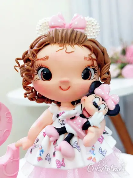 Topo de Bolo Minnie Rosa