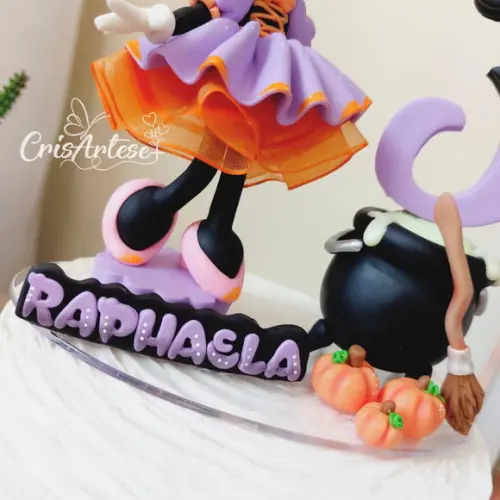 Topo de Bolo Minnie Halloween