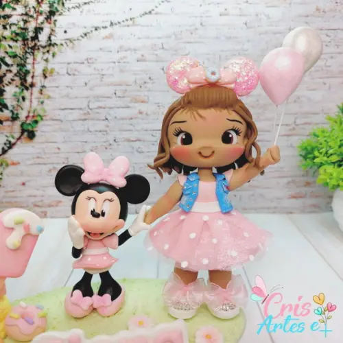 Topo de Bolo Minnie Confeiteira Cenario