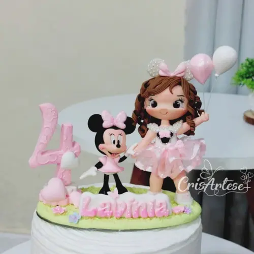 Topo de Bolo Minnie Rosa