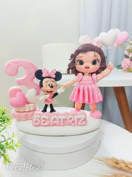 Topo de Bolo Minnie Rosa