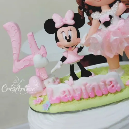 Topo de Bolo Minnie Rosa