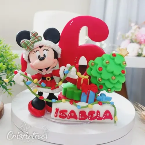 Topo de Bolo Natal da Minnie