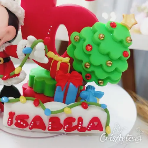 Topo de Bolo Natal da Minnie