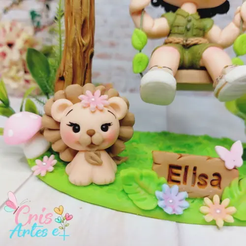 Topo de Bolo Safari Menina