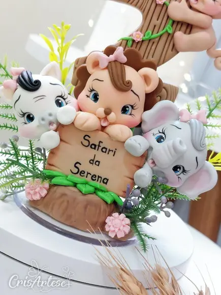 Topo de Bolo Safari Menina