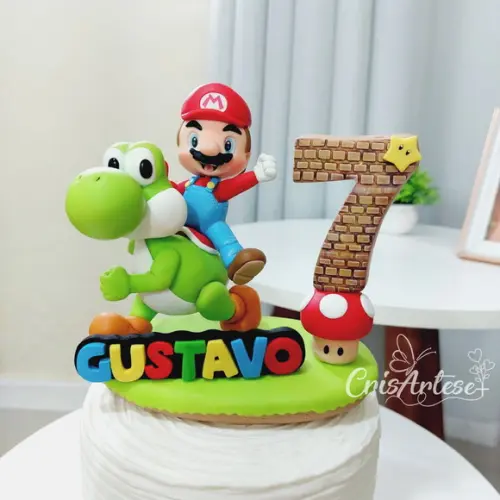 Topo de Bolo Super Mario em Biscuit