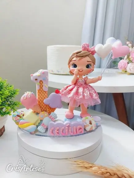 Topo de Bolo Vela Confeitaria Doces
