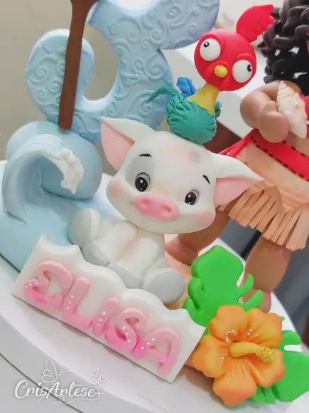 Topo de Bolo Vela Personalizado Moana