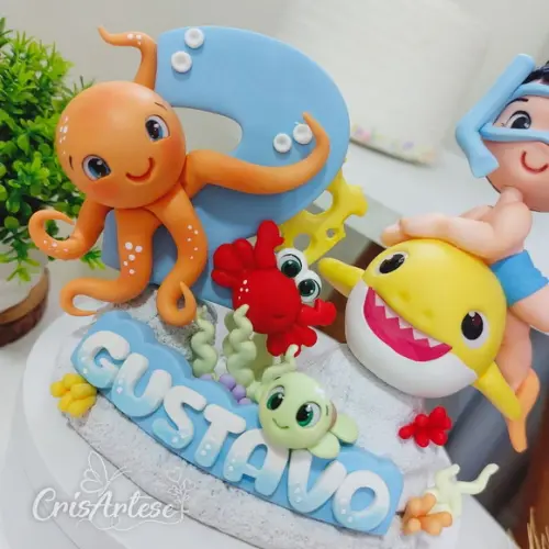 Vela de Biscuit Baby Tubarão